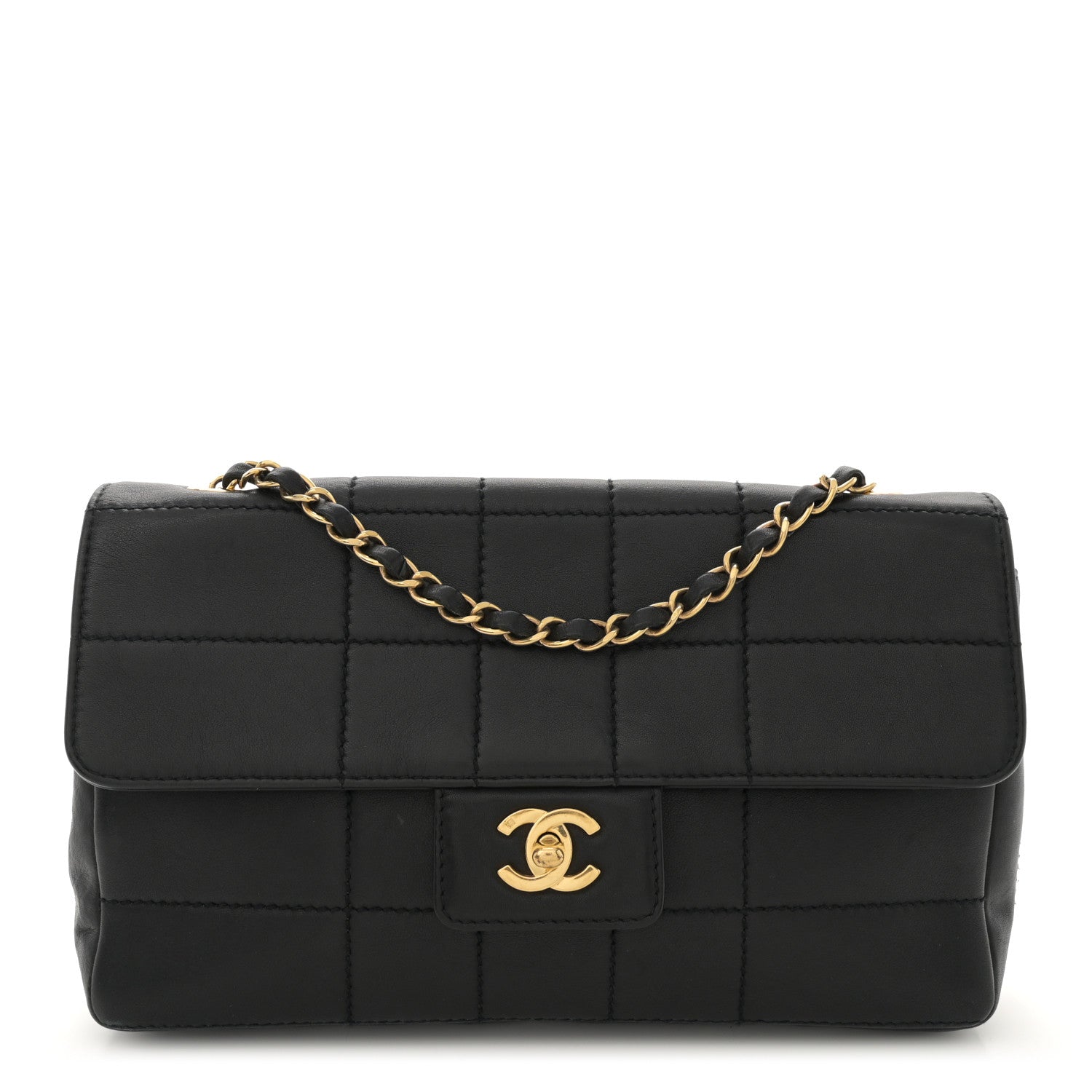 Chanel Lambskin Stitched Chocolate Bar Single Flap Black 1 of 13