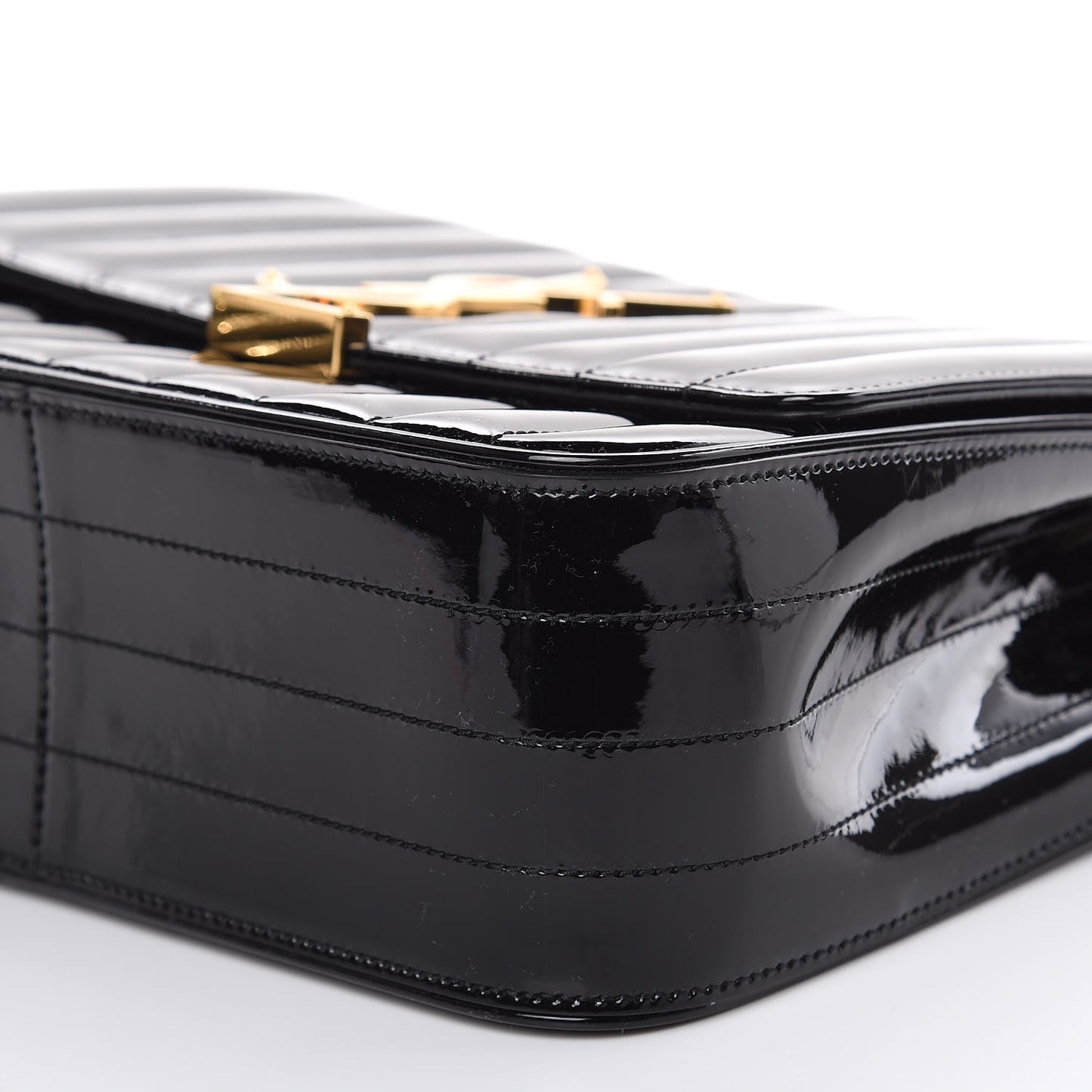 Patent Matelasse Monogram Large Vicky Chain Bag Black