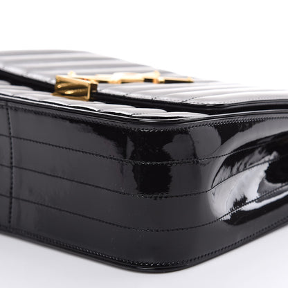 Saint Laurent Patent Matelasse Monogram Large Vicky Chain Bag Black 8 of 10