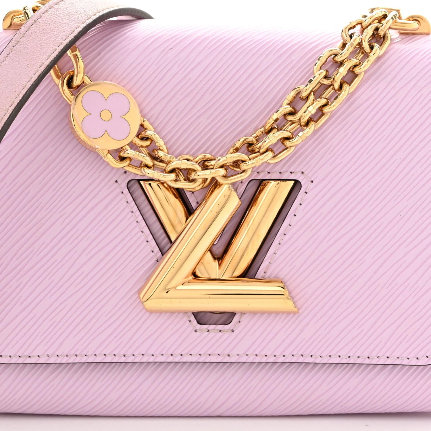 Louis Vuitton Epi Twist Monogram Flower Chain Shoulder Bag MM Wisteria Pink Purple 7 of 9