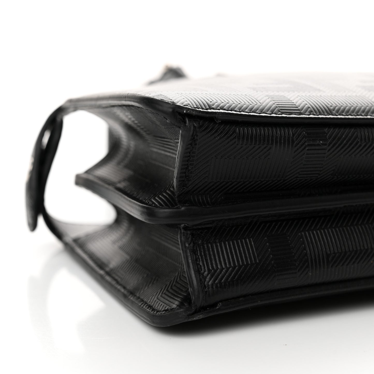 Calfskin Striped Texture FF Peekaboo I See U X Cross Satchel Black