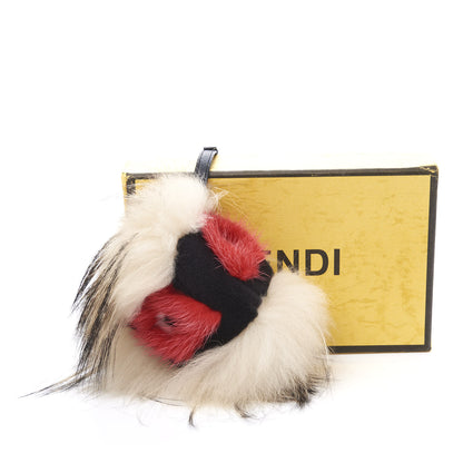 Fendi Mink Fox Rabbit Fur Vitello Flamingo Kurioso Monster Bag Bug Charm Beige Multicolor Black 4 of 4