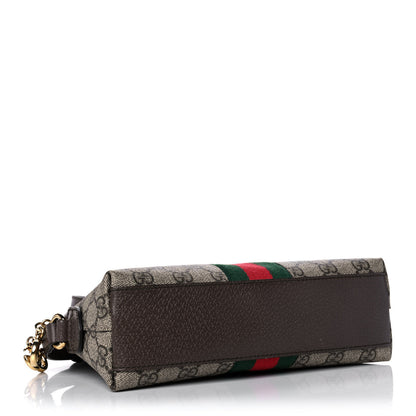 Gucci GG Supreme Monogram Textured Dollar Calfskin Web Small Ophidia Dome Shoulder Bag Beige Ebony New Acero 4 of 13