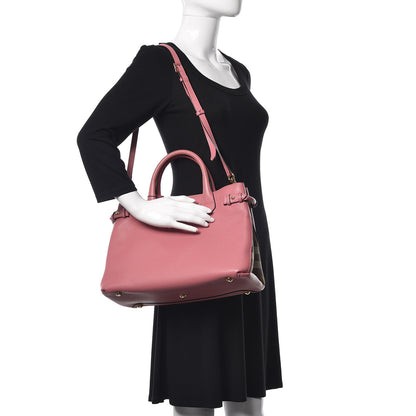 Burberry Grainy Calfskin House Check Medium Banner Tote Mauve Pink 2 of 9