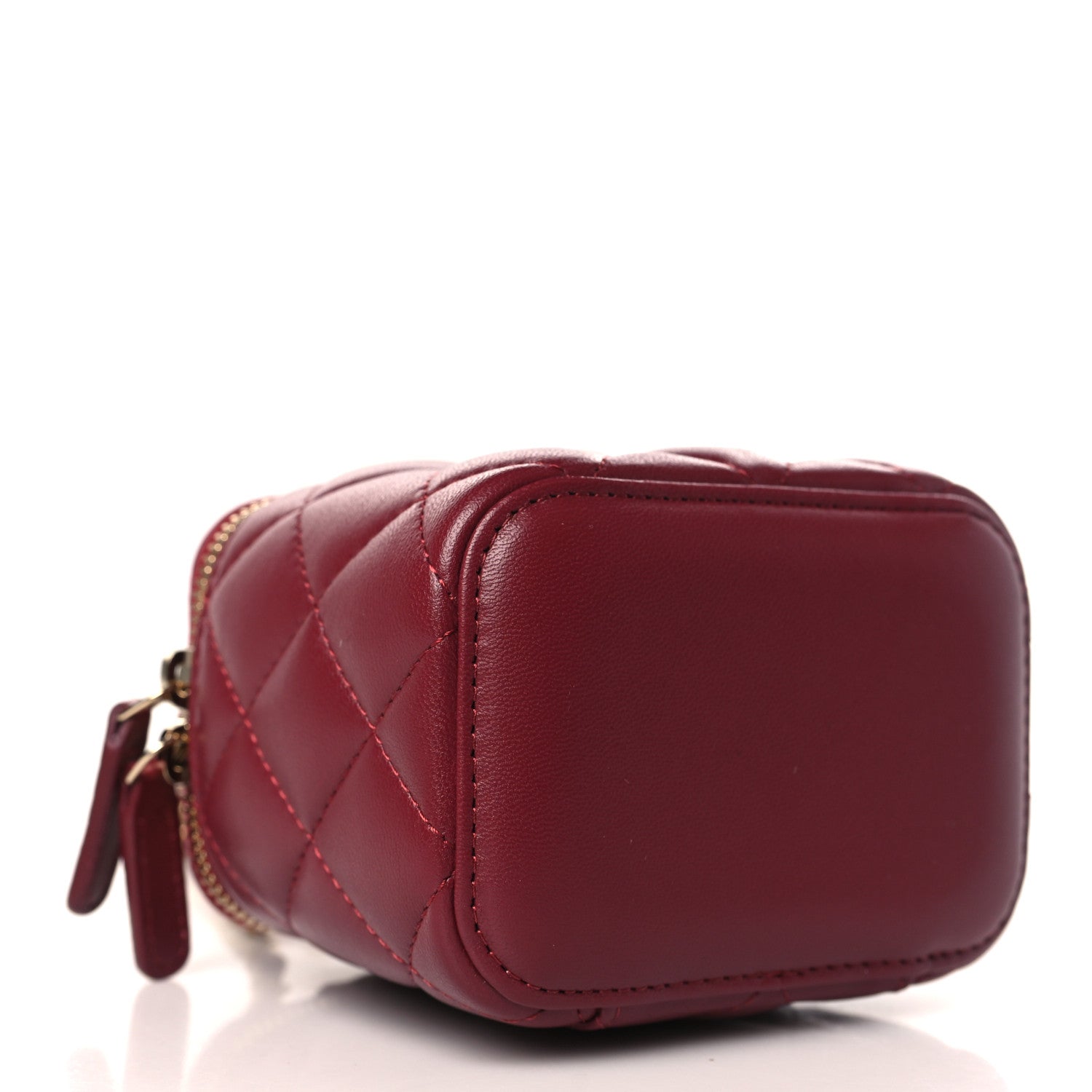 Chanel Lambskin Quilted Mini Top Handle Vanity Case With Chain Burgundy 4 of 10