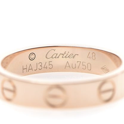 Cartier 18K Pink Gold 3.5mm LOVE Wedding Band Ring 48 4.5 4 of 5