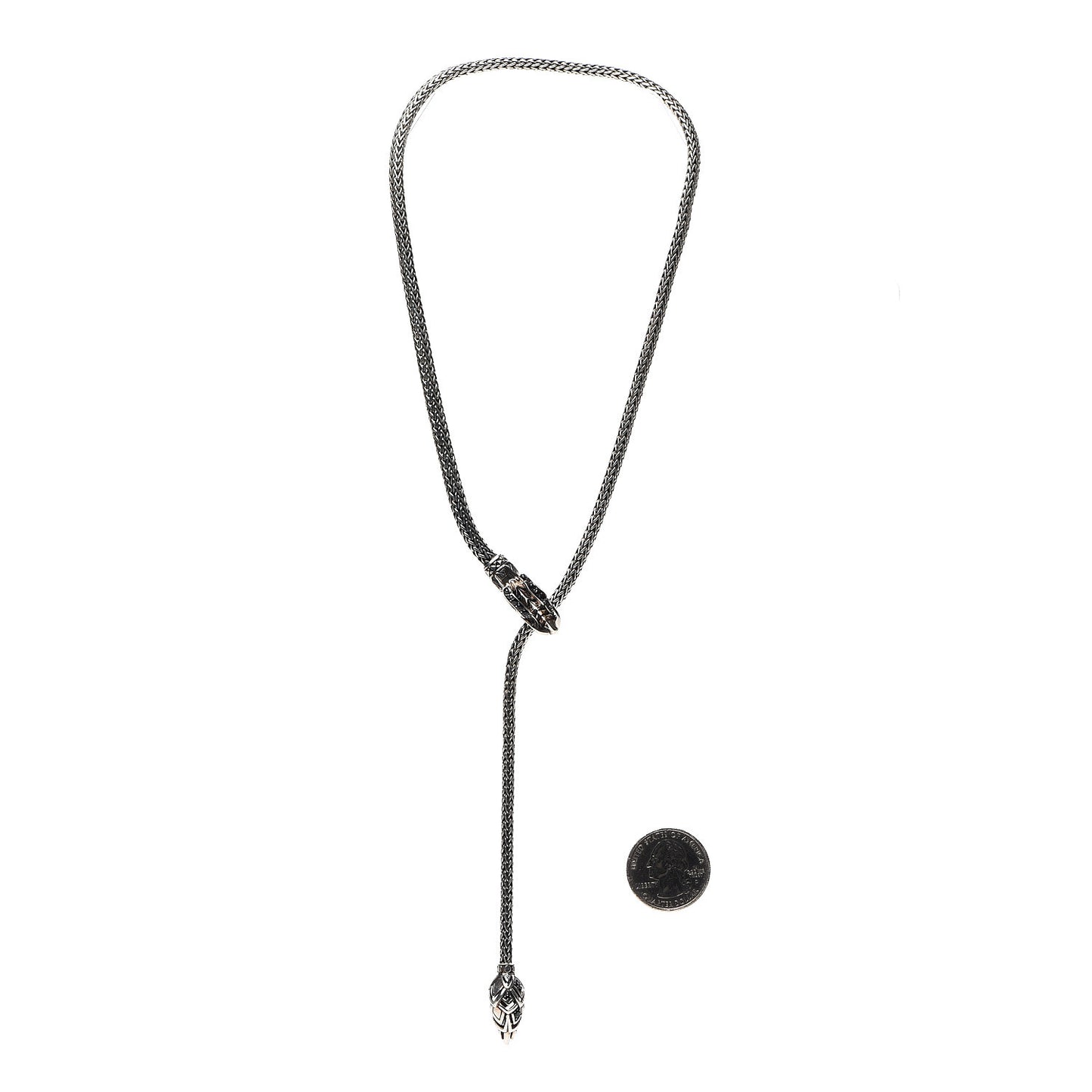 Sterling Silver Black Sapphire Legends Naga Dragon Lariat Necklace