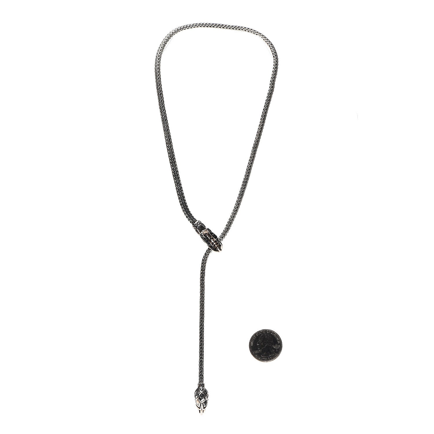 John Hardy Sterling Silver Black Sapphire Legends Naga Dragon Lariat Necklace 2 of 4