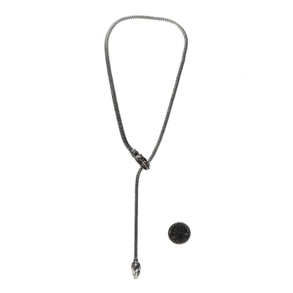 John Hardy Sterling Silver Black Sapphire Legends Naga Dragon Lariat Necklace 2 of 4