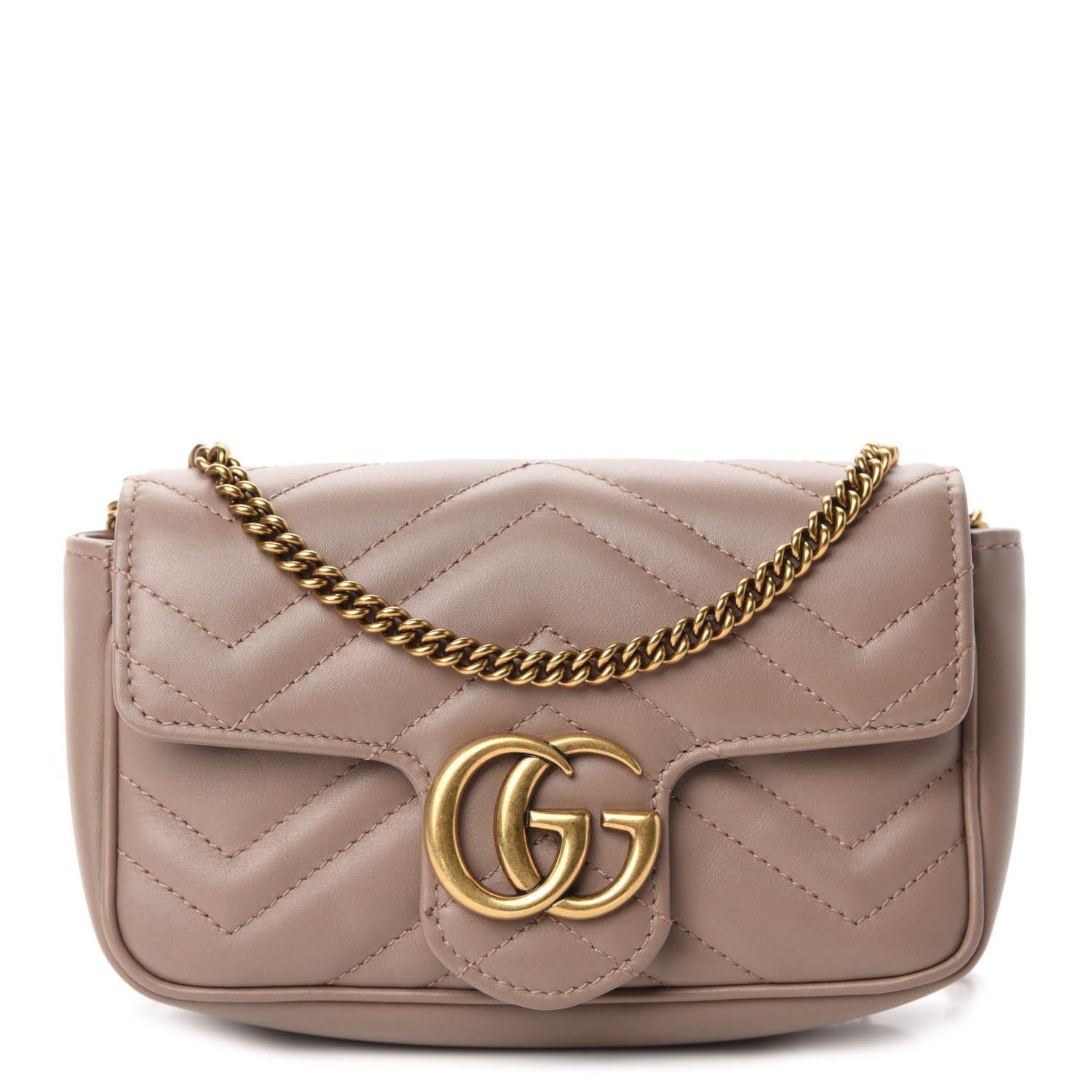 Gucci Calfskin Matelasse Super Mini GG Marmont Shoulder Bag Porcelain Rose 1 of 12