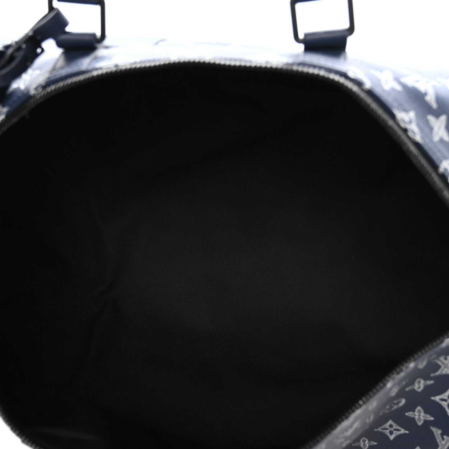 Calfskin Shadow Monogram Keepall Bandouliere 50 Ink Blue White