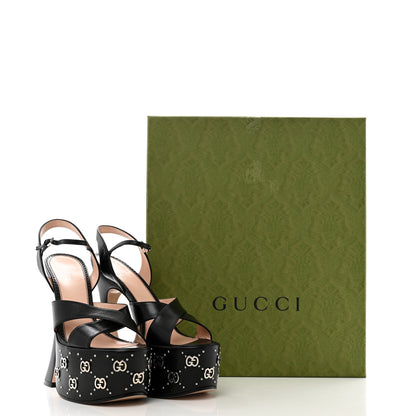 Gucci Malaga Kid Interlocking G Studs 155mm Platform Sandals 39 Perfect Black 10 of 10
