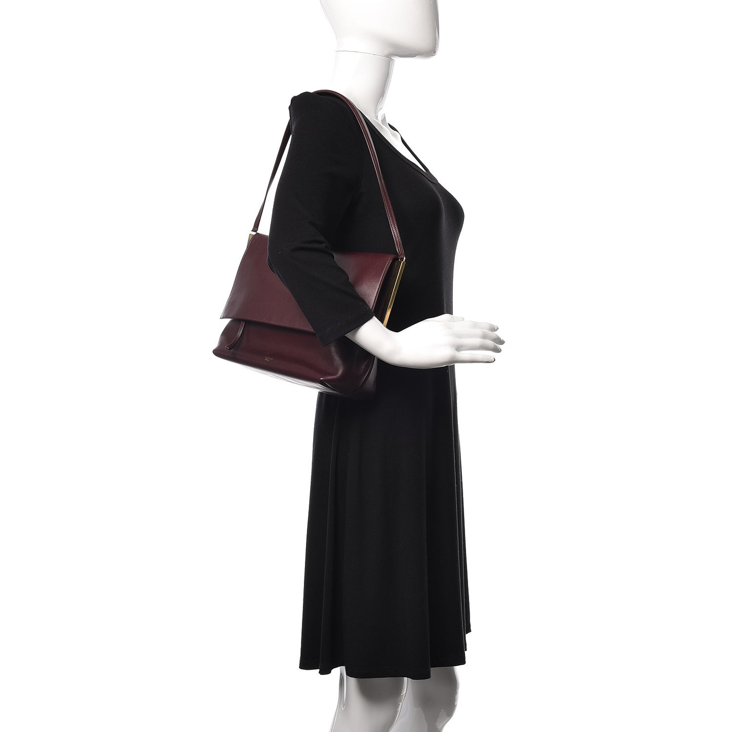 Smooth Calfskin Flap Clasp Bag Burgundy