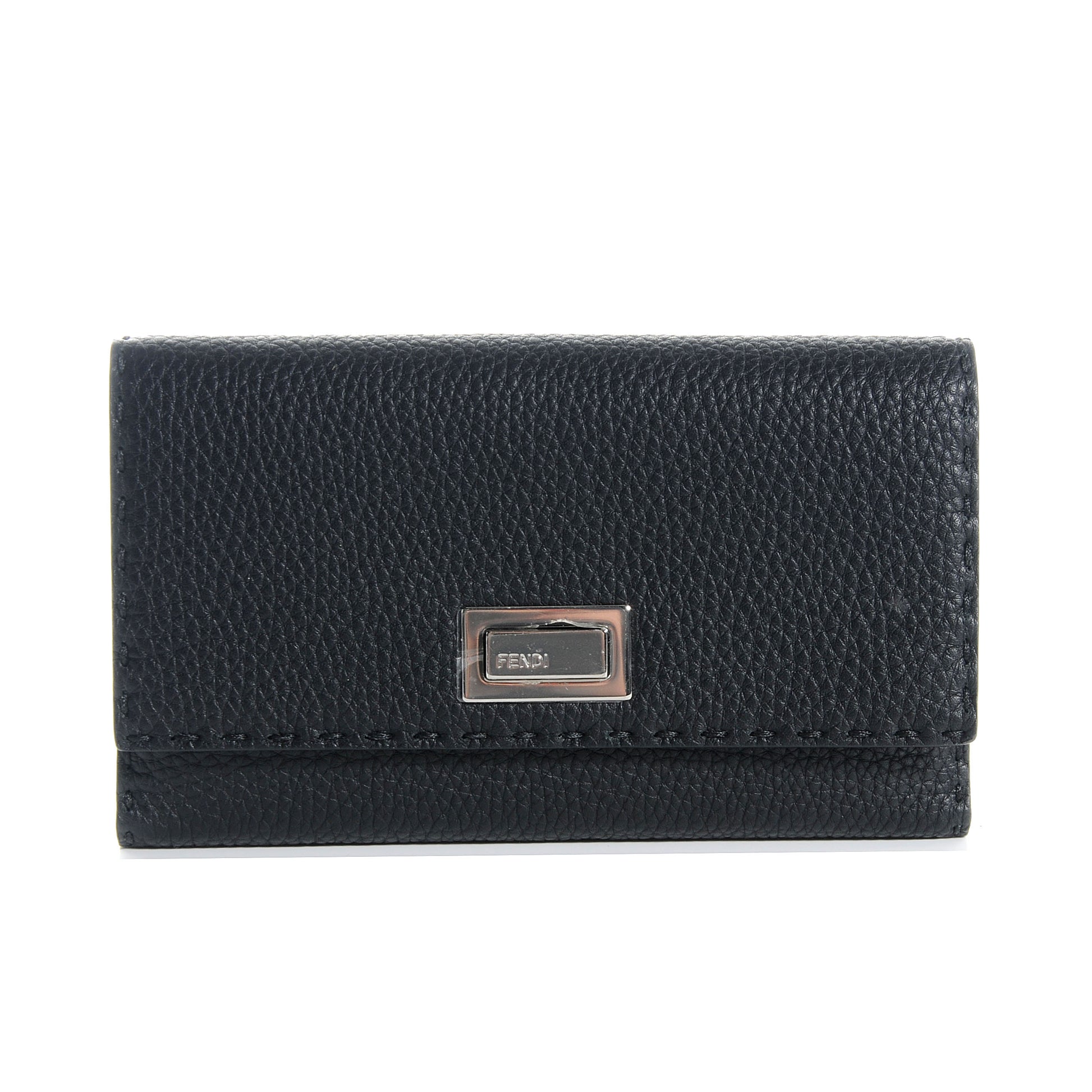 Fendi Cuoio Romano Selleria Peekaboo Continental Wallet Black 1 of 11