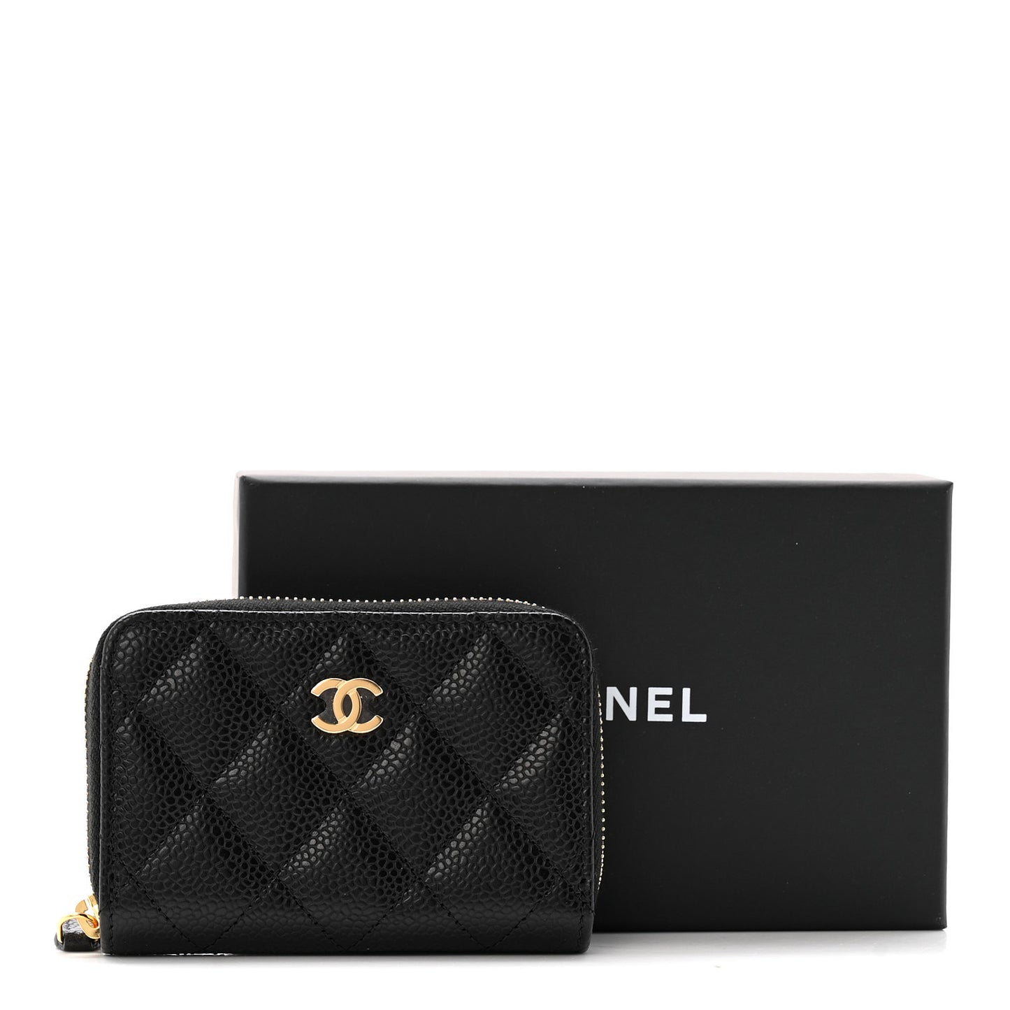 Caviar Quilted Zip Coin Purse Black