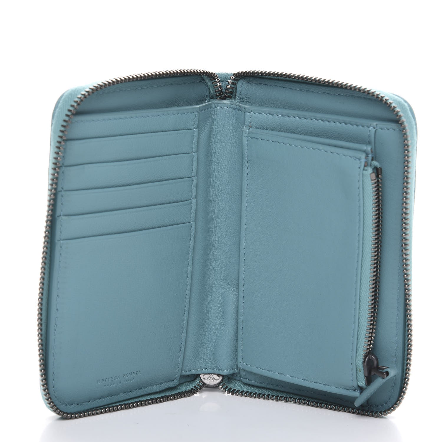 Bottega Veneta Nappa Intrecciato Zip Around Wallet Aqua 5 of 7