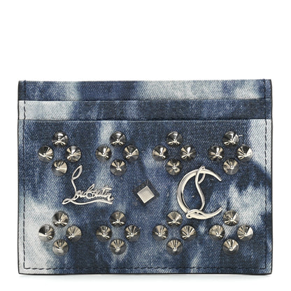 Christian Louboutin Calfskin Loubisky Studded Kios Card Holder Blue 1 of 7
