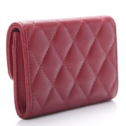 Chanel Caviar Quilted Flap Card Holder Wallet Dark Pink 3 of 9