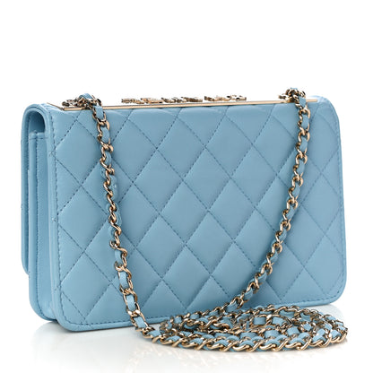 Chanel Lambskin Quilted Trendy CC Wallet On Chain WOC Light Blue 3 of 12