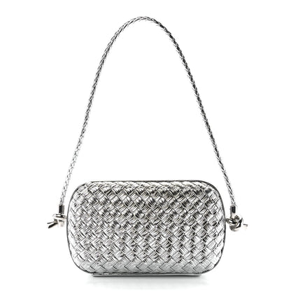 Bottega Veneta Metallic Calfskin Intrecciato Knot On Strap Silver 1 of 10