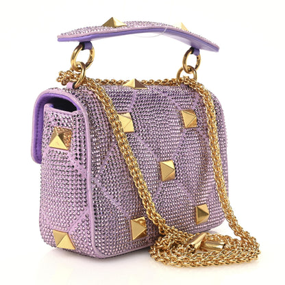Valentino Garavani Crystal Suede Small Roman Stud Shoulder Bag Light Amethyst Glicine 3 of 10