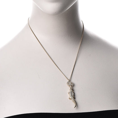 Chanel Crystal CC Alligator Necklace Gold 2 of 7