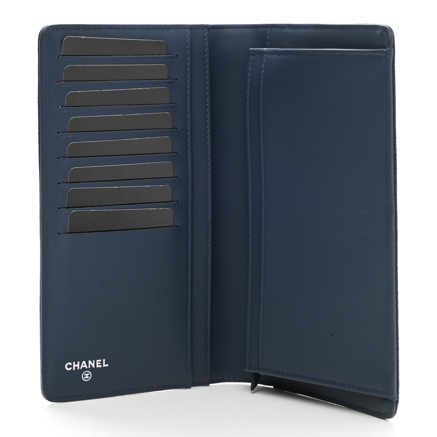 Chanel Caviar Timeless CC Yen Wallet Dark Blue 5 of 9