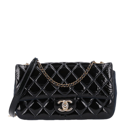 Chanel Patent Goatskin Quilted Medium CC Eyelet Flap Blue 1 of 10