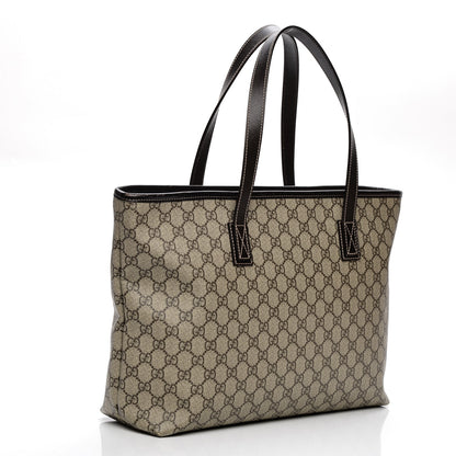 Gucci GG Supreme Monogram Medium Zippered Shopping Tote Dark Brown 3 of 8
