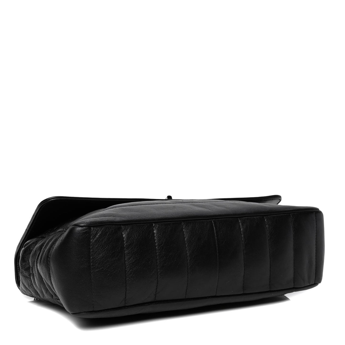 Lambskin Horizontal Quilt Jumbo Mademoiselle Flap Black