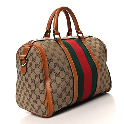 Gucci Monogram Vintage Web Medium Boston Tan Tan 3 of 13