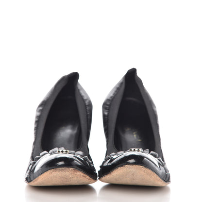 Chanel Lambskin Patent CC Elastic Pumps 36.5 Black 2 of 12