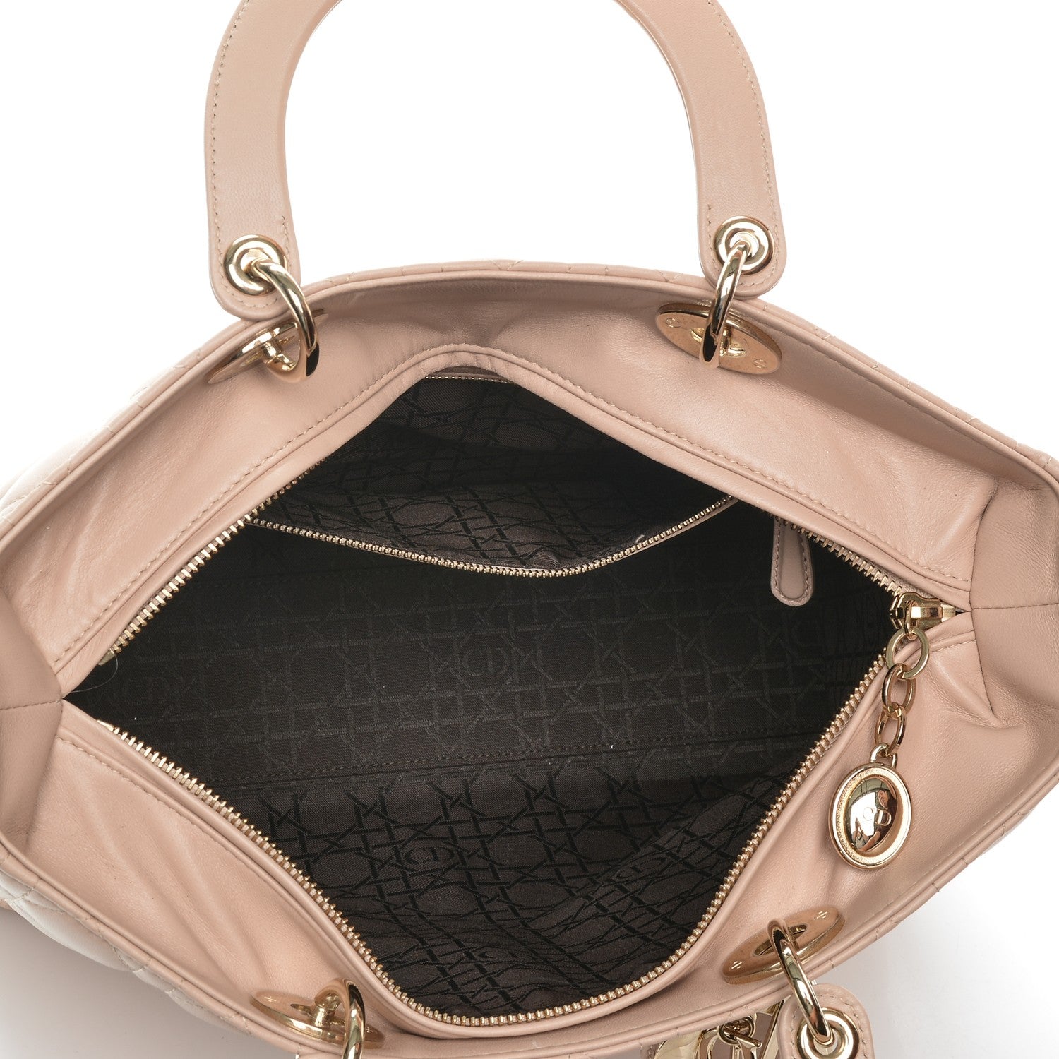 Christian Dior Lambskin Cannage Large Lady Dior Rose Poudre 7 of 13