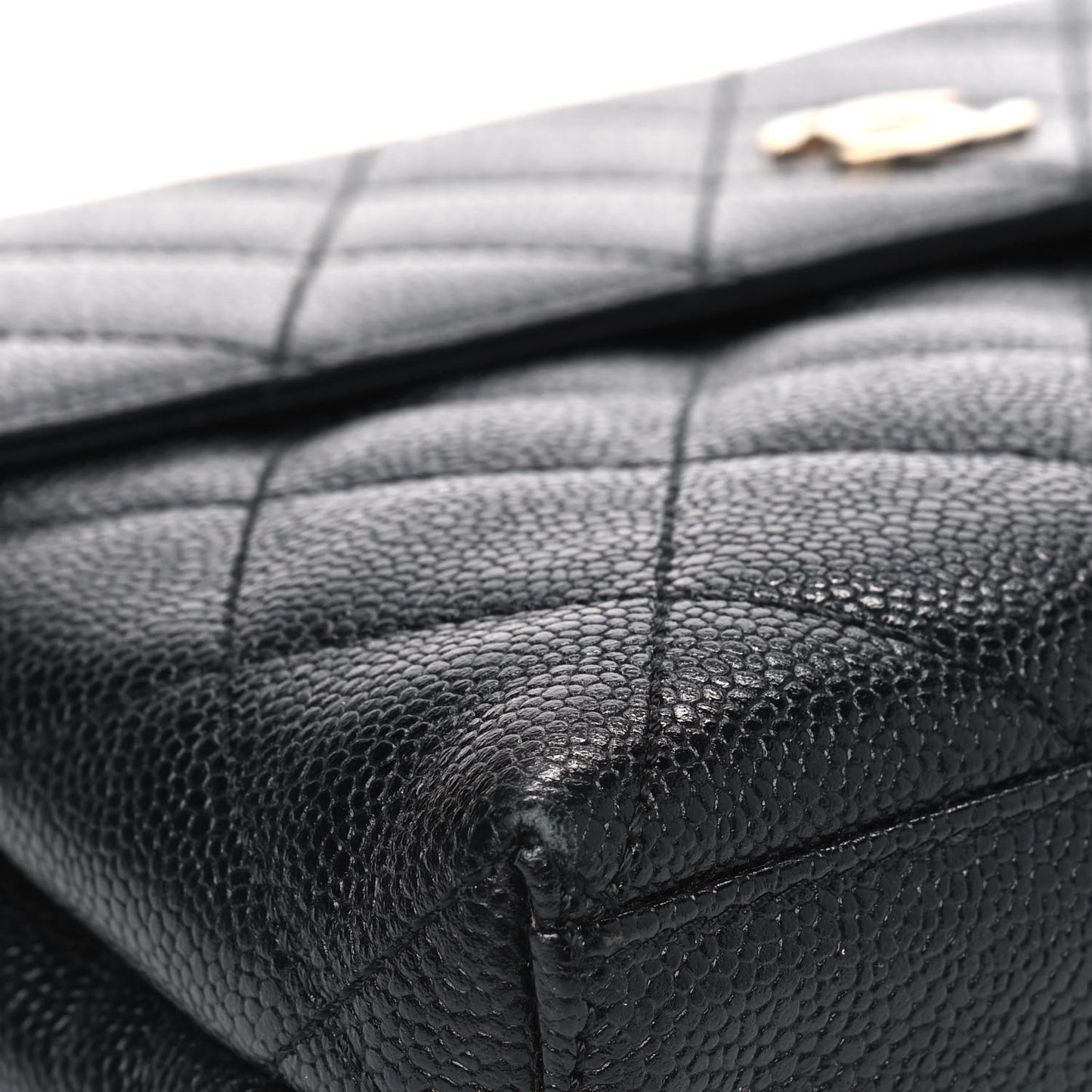 Caviar Quilted Flap Clutch Black
