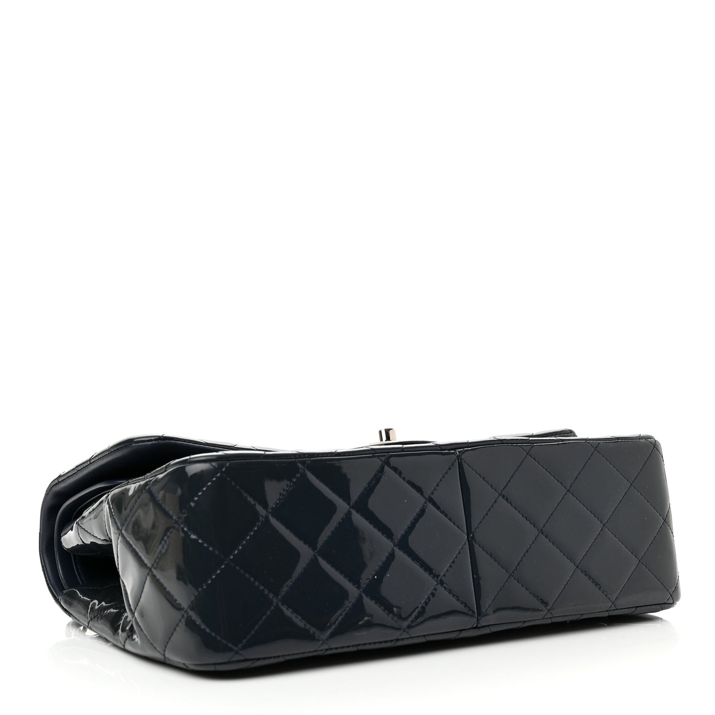 Patent Quilted Jumbo Double Flap Navy