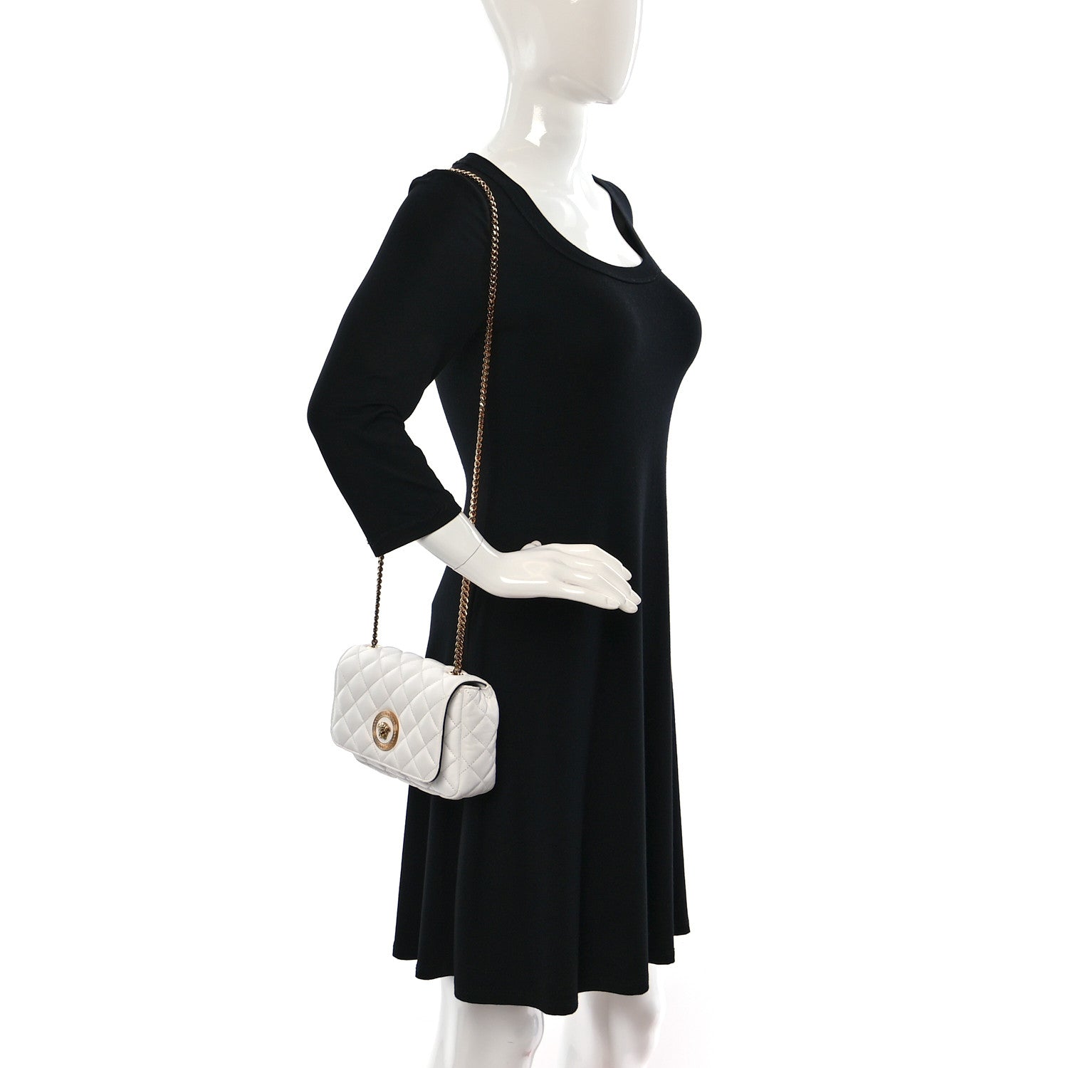 Versace Nappa Quilted Small Medusa Chain Crossbody White 2 of 9