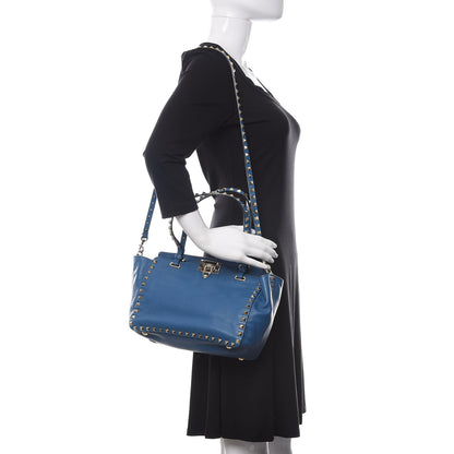 Valentino Garavani Vitello Small Rockstud Tote Blue Delft 2 of 9