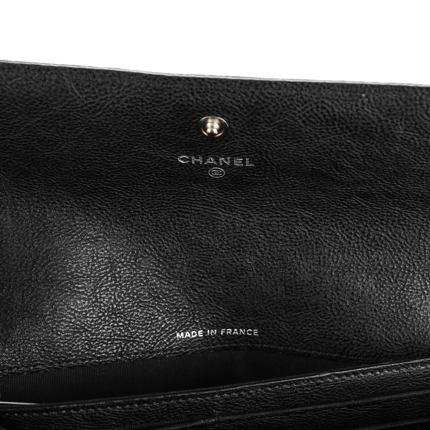 Calfskin Quilted Boy Chain Around Flap Wallet Black