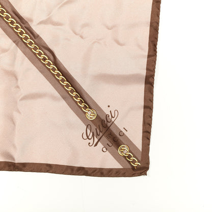 Gucci Silk Square Chain Scarf Pink Brown 2 of 3