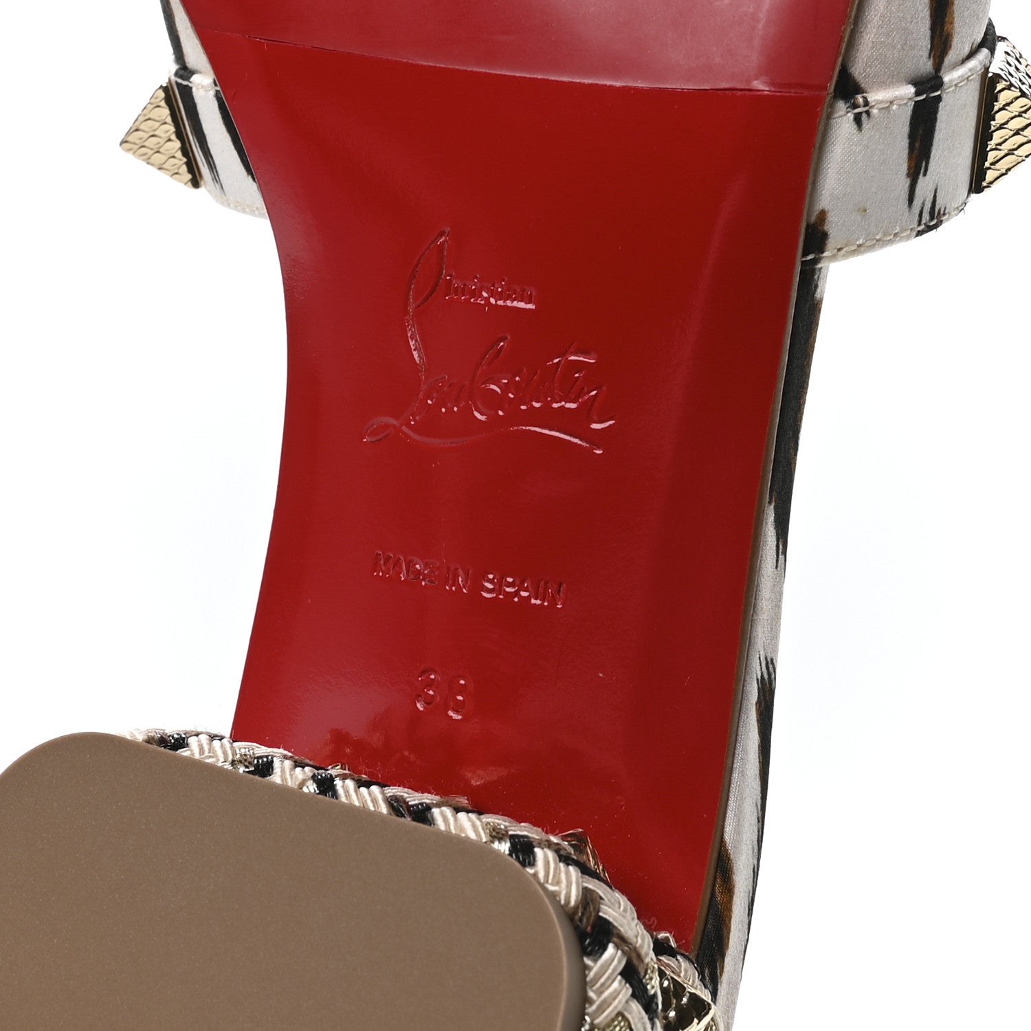Christian Louboutin Crepe Satin Leopard Print Pyramule 30mm Sandals 38 Multicolor 7 of 7