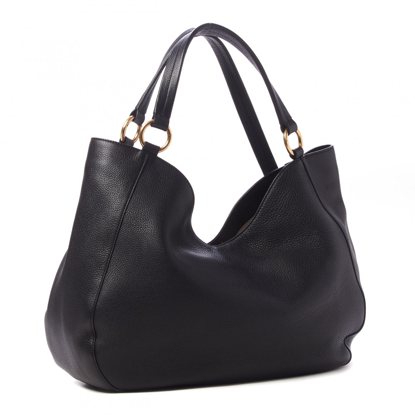 Pebbled Calfskin Medium Twill Shoulder Bag Black