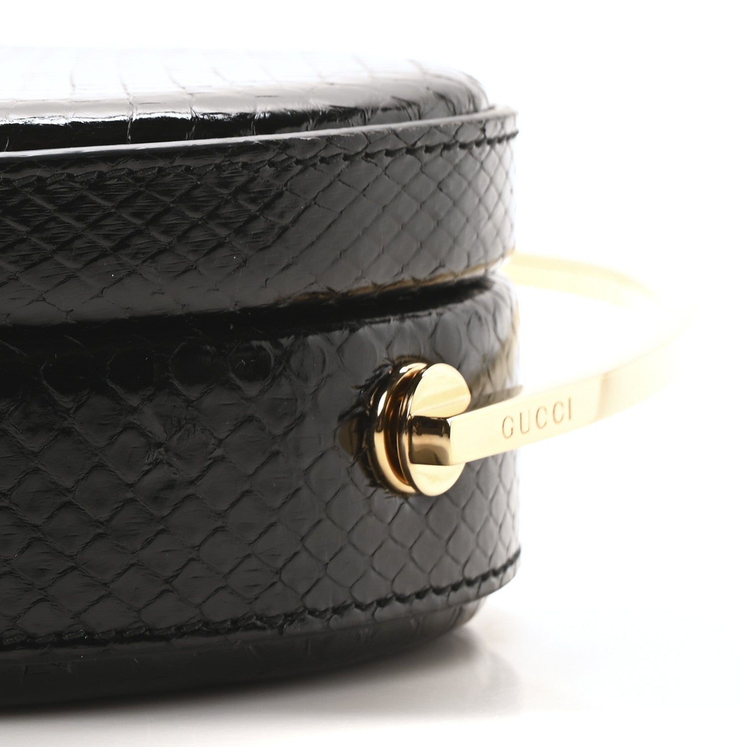 Gucci Snakeskin Broadway Ring Top Handle Bag Black 11 of 12