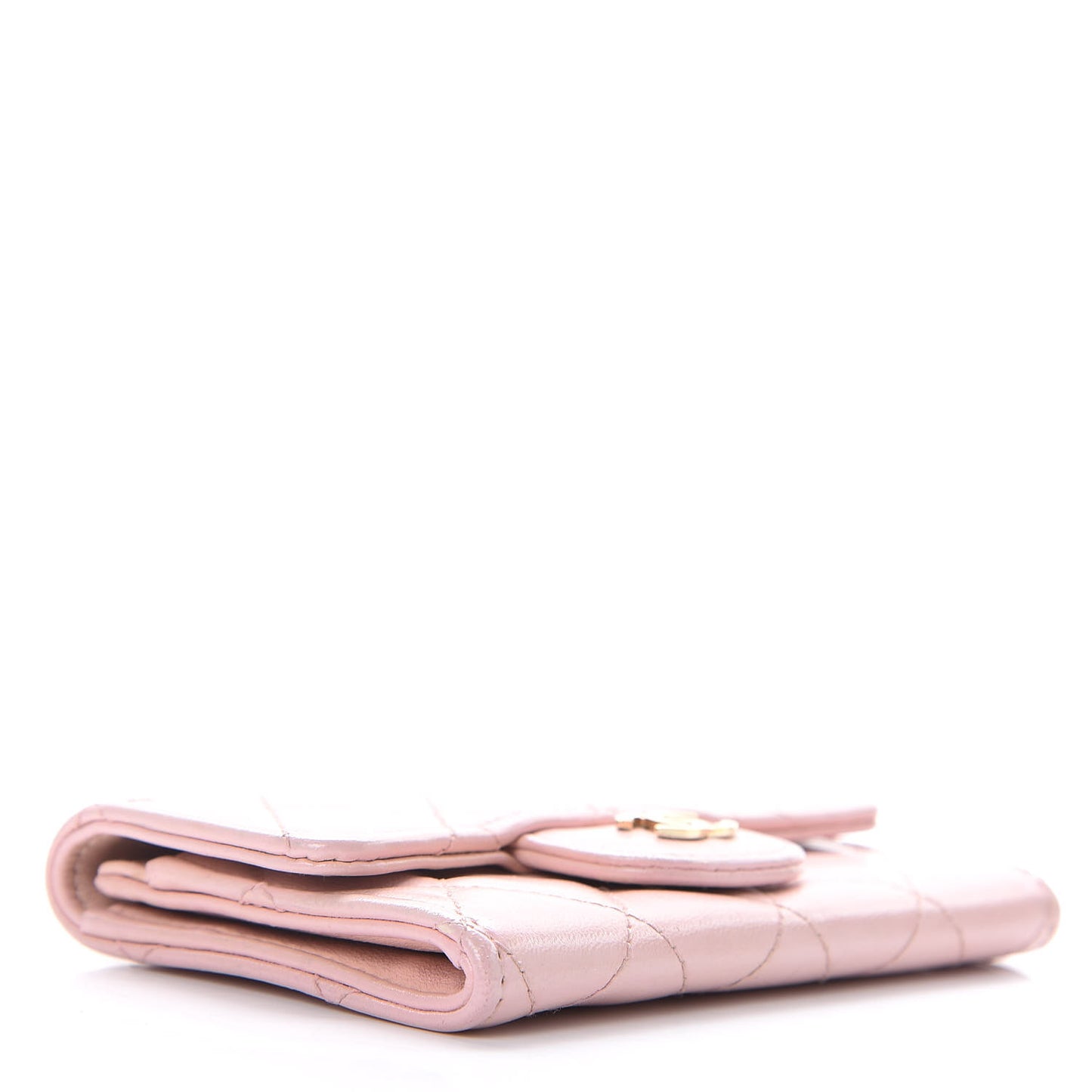Lambskin Quilted Flap Card Holder Light Pink