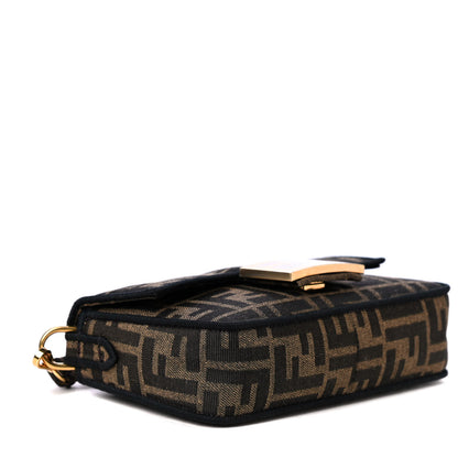 Fendi Fabric Jacquard FF 1974 Mini Baguette Tobacco Moro Black 3 of 4