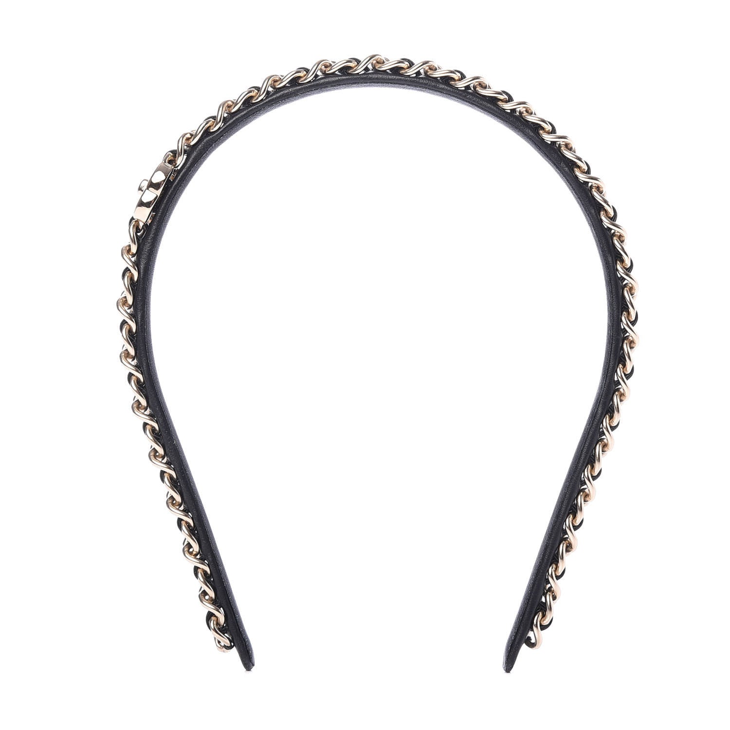 Chanel Metal Lambskin CC Turnlock Chain Headband Gold Black 1 of 6