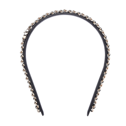 Chanel Metal Lambskin CC Turnlock Chain Headband Gold Black 1 of 6