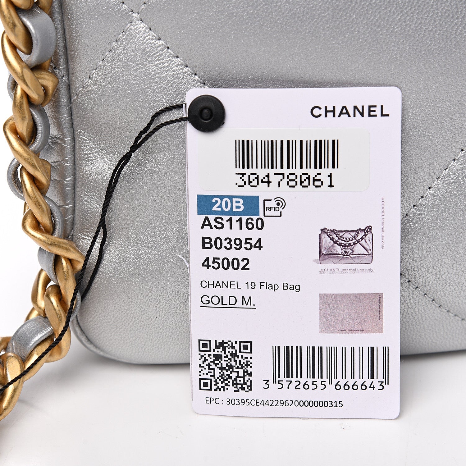 Chanel Metallic Goatskin Quilted Medium 19 Flap Silver 8 of 11