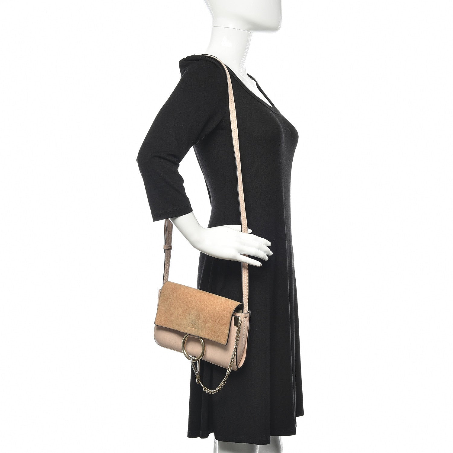 Chloe Suede Calfskin Small Faye Shoulder Bag Cement Pink 2 of 19