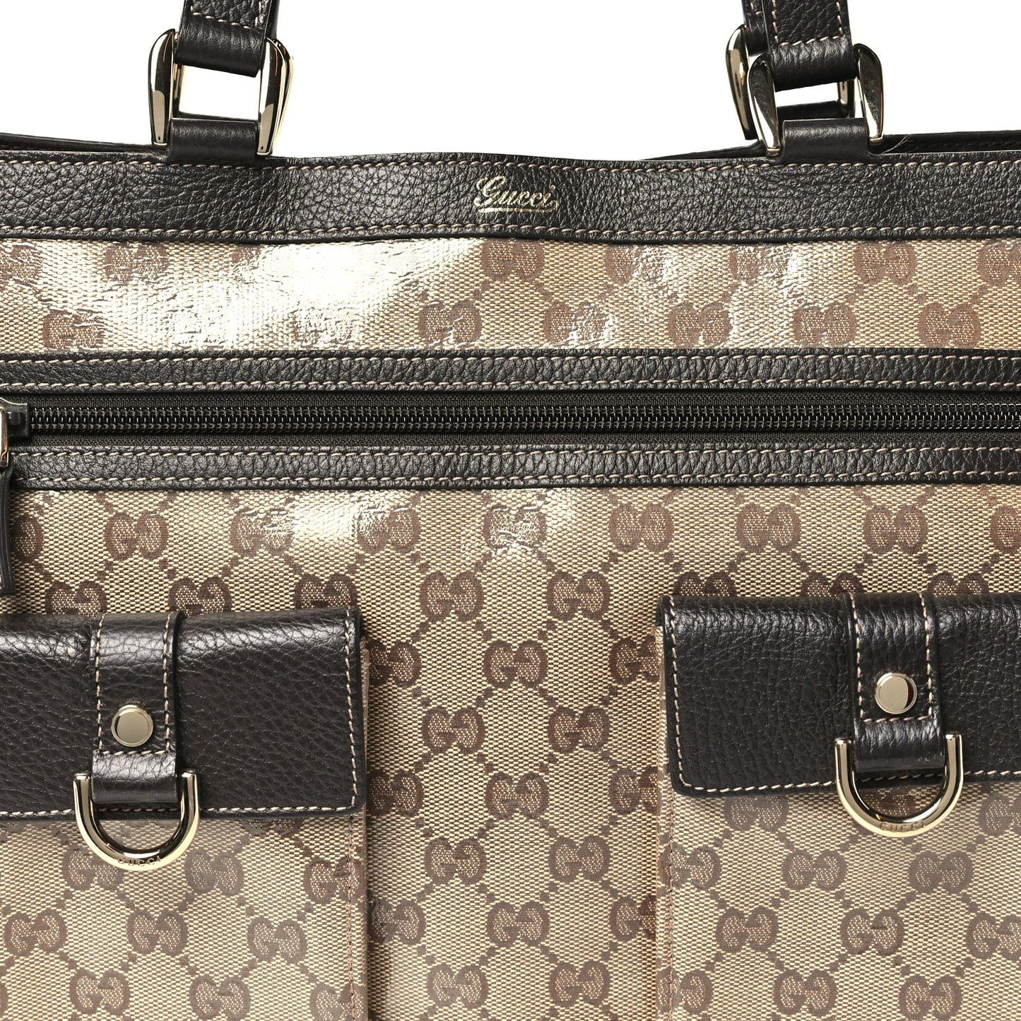 Crystal Monogram Abbey D Ring Tote Dark Brown