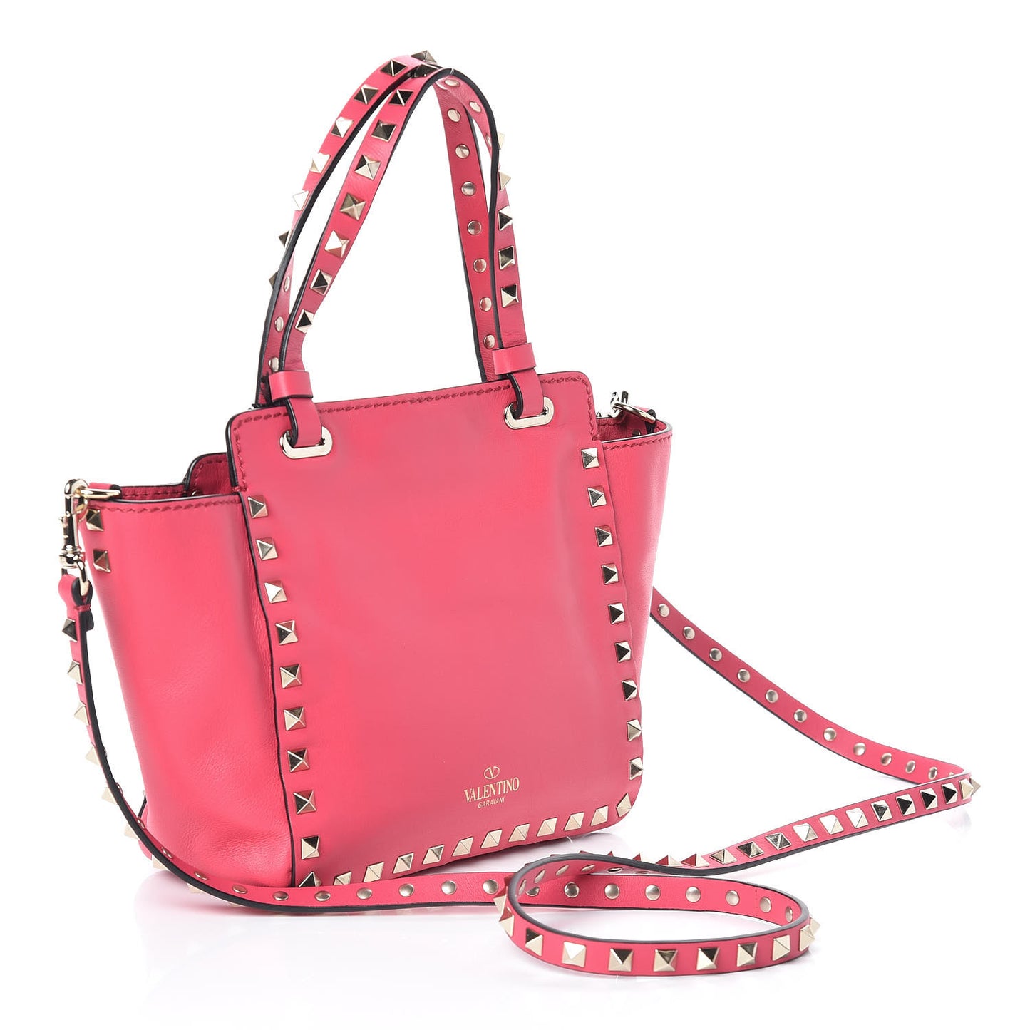 Vitello Mini Rockstud Tote Deep Rose